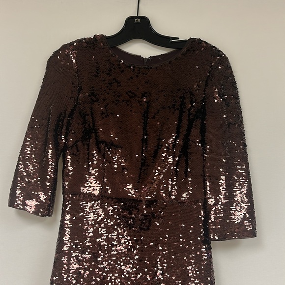 Aidan by Aidan Mattox 3/4 sleeves sequins with side slit long gown - Picture 6 of 9